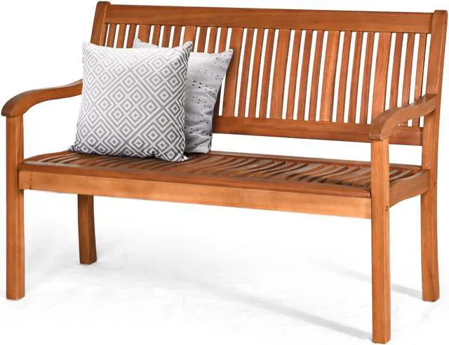 Alt view image 2 of 7 - SlickBlue Two Person Solid Wood Garden Bench with Curved Backrest and Wide Armrest