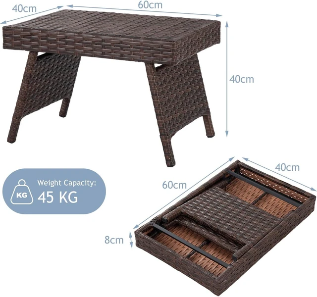 Alt view image 3 of 7 - SlickBlue Folding PE Rattan Side Coffee Table Patio Garden Furniture