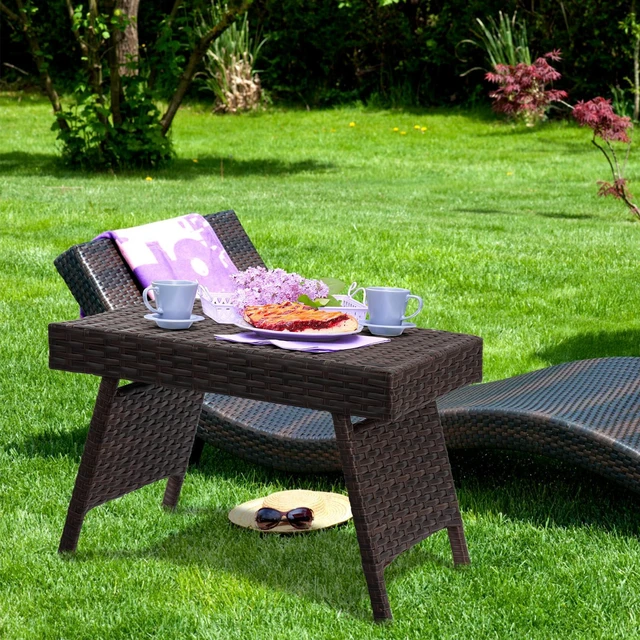Alt view image 4 of 7 - SlickBlue Folding PE Rattan Side Coffee Table Patio Garden Furniture
