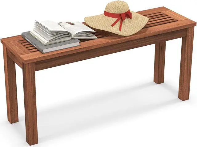 Alt view image 2 of 7 - SlickBlue 2-Seater Patio Backless Dining Bench with Breathable Slatted Seat