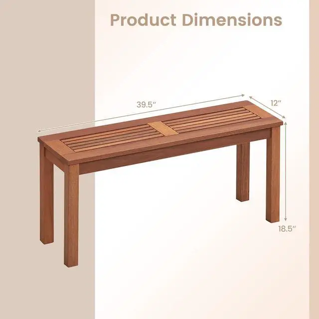 Alt view image 5 of 7 - SlickBlue 2-Seater Patio Backless Dining Bench with Breathable Slatted Seat