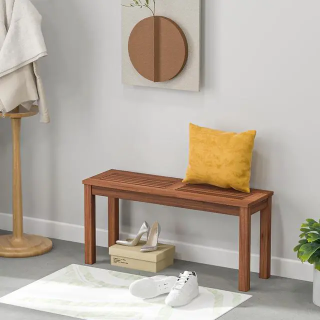 Alt view image 6 of 7 - SlickBlue 2-Seater Patio Backless Dining Bench with Breathable Slatted Seat