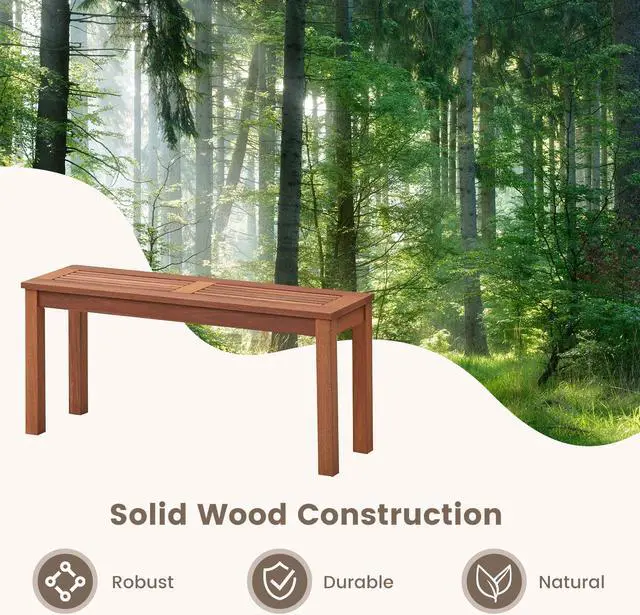 Alt view image 7 of 7 - SlickBlue 2-Seater Patio Backless Dining Bench with Breathable Slatted Seat