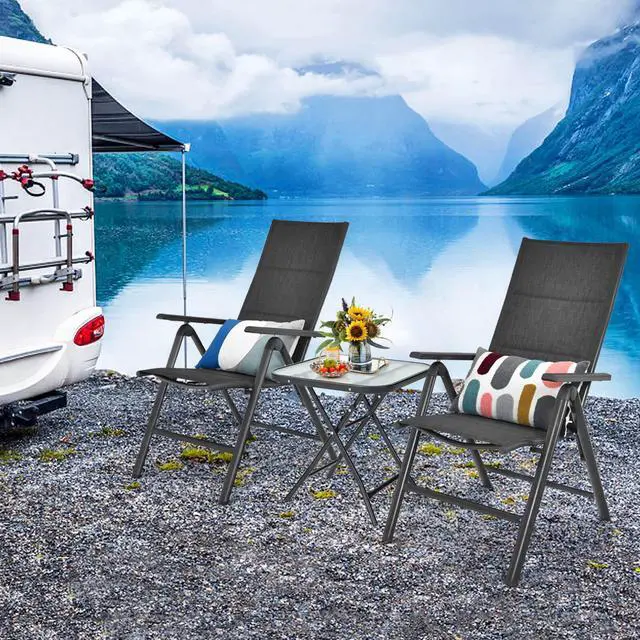 Alt view image 7 of 7 - SlickBlue 18 Inch Square Patio Bistro Table with Rustproof Frame