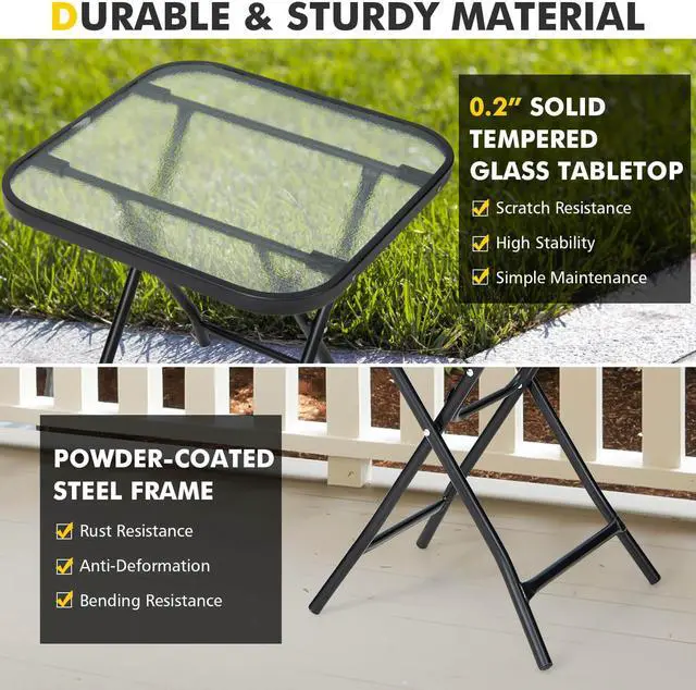 Alt view image 6 of 7 - SlickBlue 18 Inch Square Patio Bistro Table with Rustproof Frame