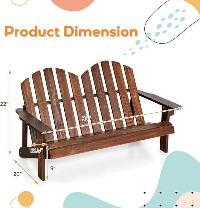 Alt view image 5 of 7 - SlickBlue 2 Person Adirondack Chair with High Backrest