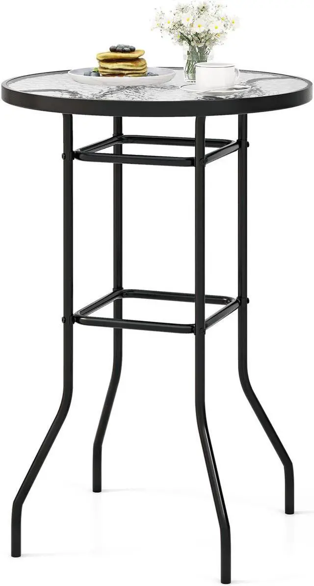 Main image of SlickBlue 38 Inch Patio Bar Table with Tempered Glass Tabletop