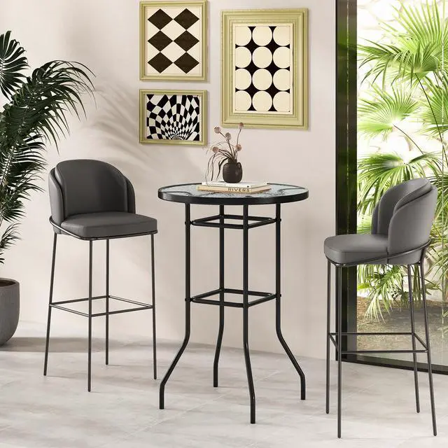 Alt view image 3 of 7 - SlickBlue 38 Inch Patio Bar Table with Tempered Glass Tabletop