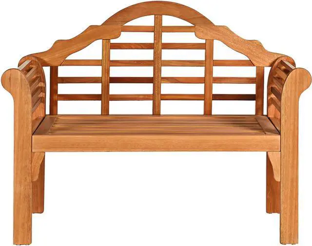 Alt view image 2 of 7 - SlickBlue 49 Inch Eucalyptus Wood Outdoor Folding Bench with Backrest Armrest for Patio Garden