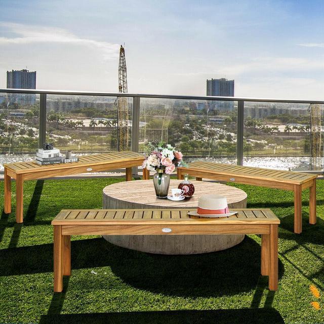 Alt view image 5 of 7 - SlickBlue 52 Inch Outdoor Acacia Wood Dining Bench Chair
