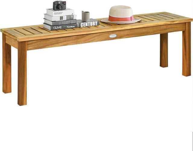 Alt view image 6 of 7 - SlickBlue 52 Inch Outdoor Acacia Wood Dining Bench Chair