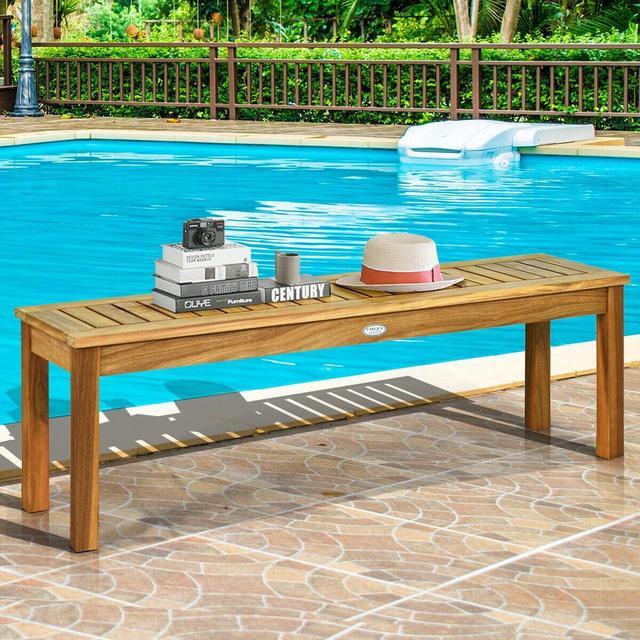 Alt view image 4 of 7 - SlickBlue 52 Inch Outdoor Acacia Wood Dining Bench Chair