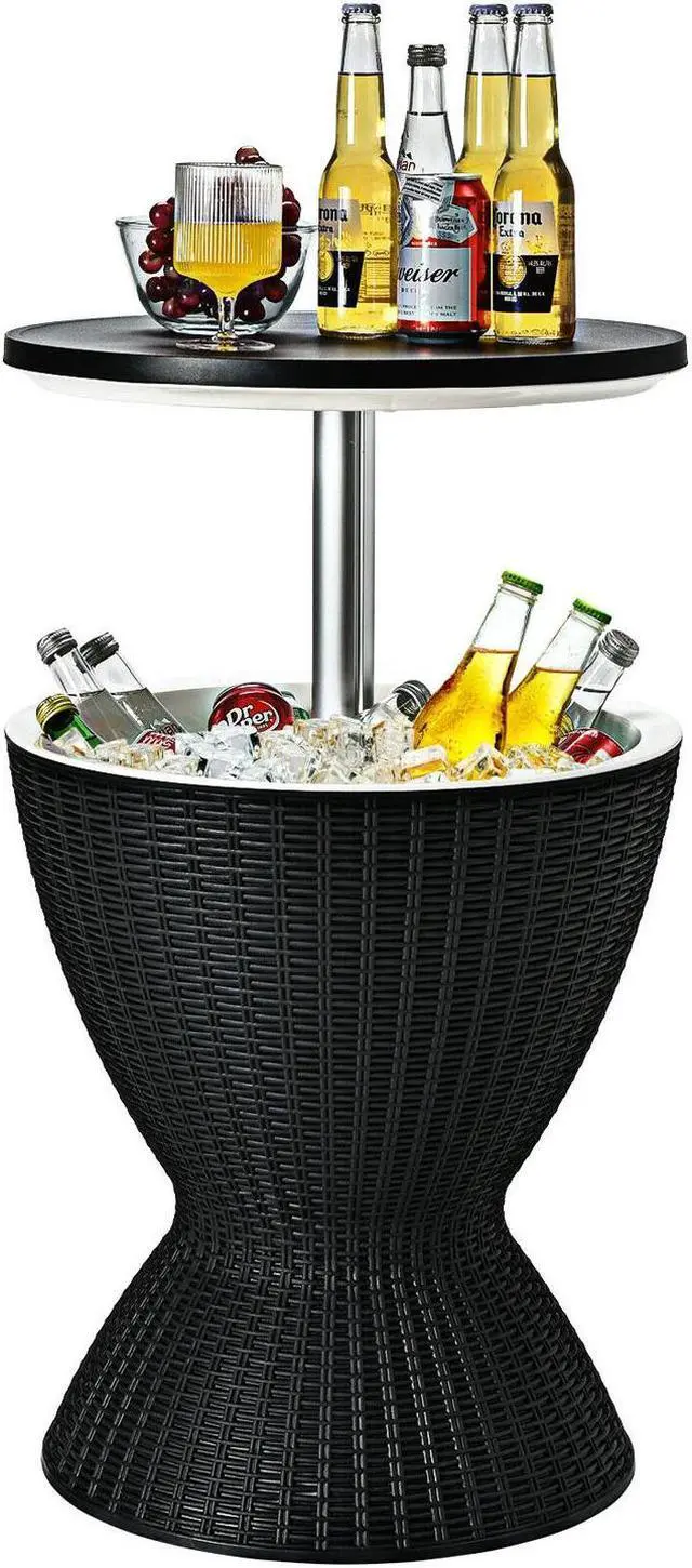Main image of SlickBlue 3 in 1 8 Gallon Patio Rattan Cooler Bar Table with Adjust Ice Bucket