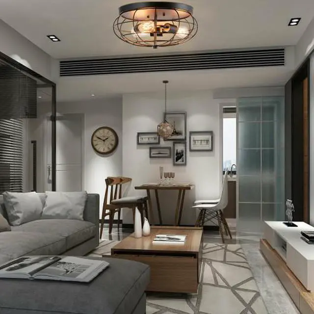 Alt view image 2 of 3 - SlickBlue Semi Flush Mount Ceiling Light with Industrial Retro Design