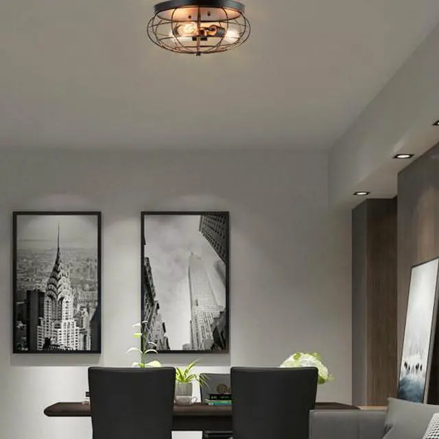 Alt view image 3 of 3 - SlickBlue Semi Flush Mount Ceiling Light with Industrial Retro Design
