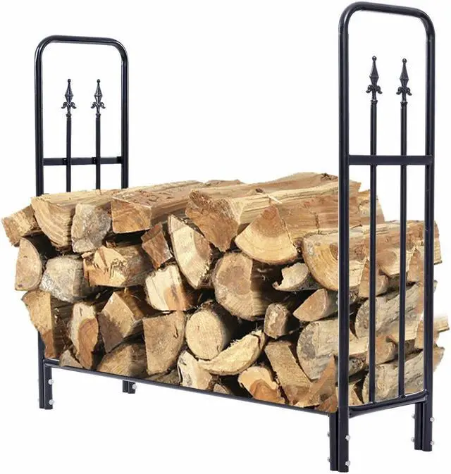 Alt view image 2 of 6 - SlickBlue 4 Feet Outdoor Heavy Duty Steel Firewood Wood Storage Rack