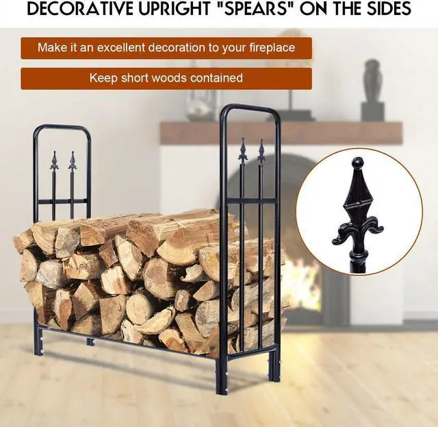 Alt view image 3 of 6 - SlickBlue 4 Feet Outdoor Heavy Duty Steel Firewood Wood Storage Rack