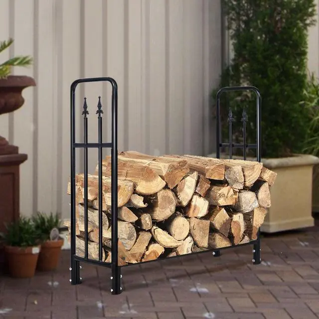 Alt view image 6 of 6 - SlickBlue 4 Feet Outdoor Heavy Duty Steel Firewood Wood Storage Rack