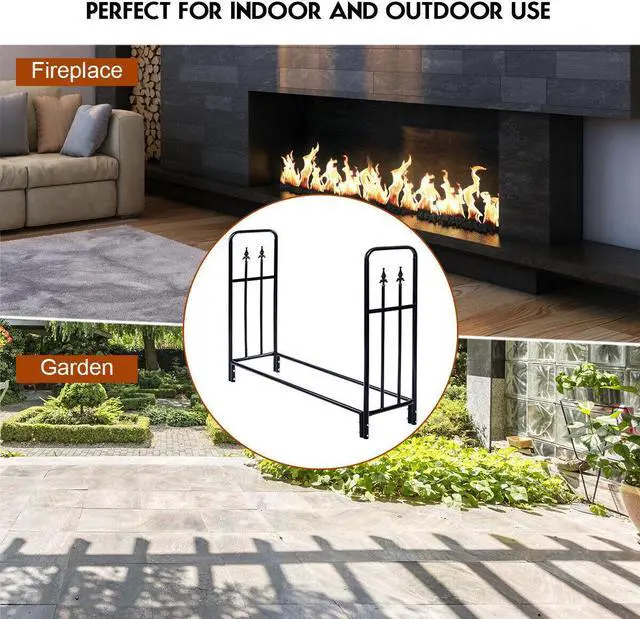 Alt view image 5 of 6 - SlickBlue 4 Feet Outdoor Heavy Duty Steel Firewood Wood Storage Rack