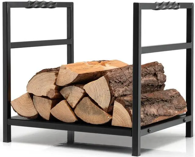 Alt view image 7 of 7 - SlickBlue Firewood Log Rack with Unique Handle and Raised Feet-Black