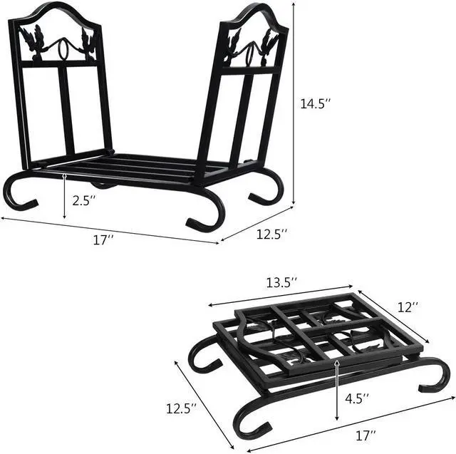 Alt view image 5 of 7 - SlickBlue Foldable Firewood Log Rack Steel Wood Storage Holder