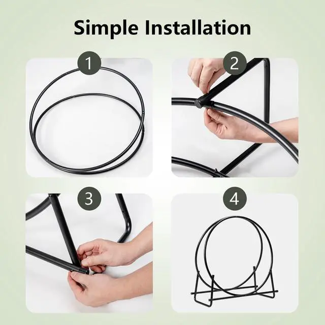 Alt view image 5 of 7 - SlickBlue 30-Inch Tubular Steel Log Hoop Firewood Storage Rack