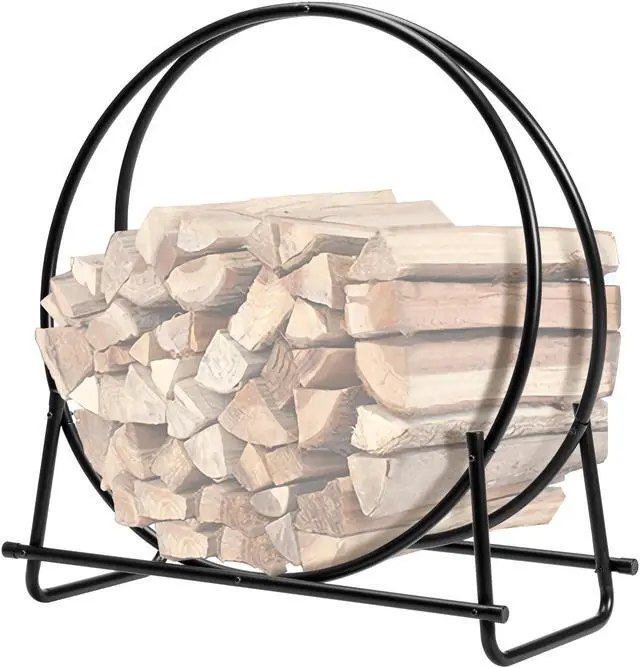 Alt view image 7 of 7 - SlickBlue 30-Inch Tubular Steel Log Hoop Firewood Storage Rack