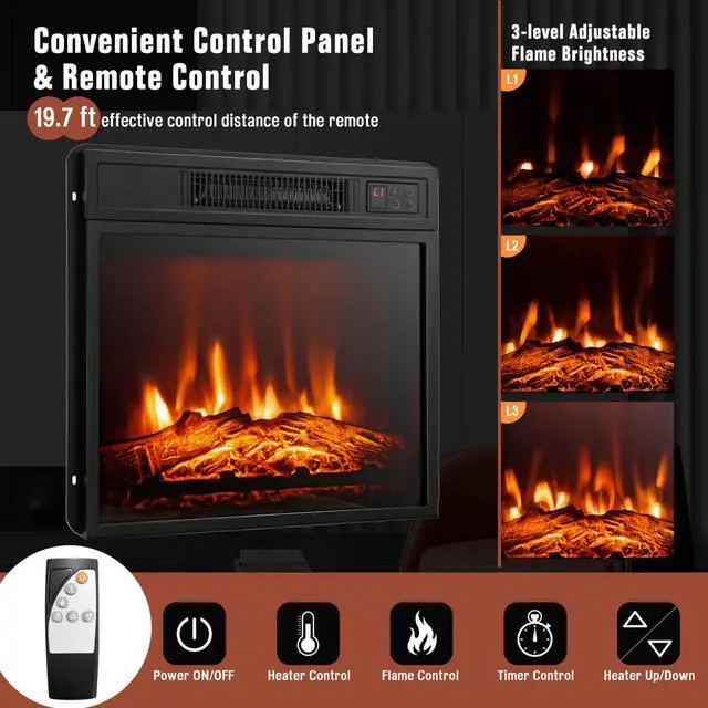 Alt view image 7 of 7 - SlickBlue 48 Inch Electric Fireplace TV Stand with Cabinets for TVs Up to 55 Inch-Black