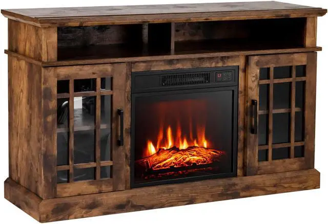 Main image of SlickBlue 48 Inch Electric Fireplace TV Stand with Cabinets for TVs Up to 55 Inch-Brown