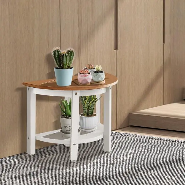 Alt view image 5 of 6 - SlickBlue Waterproof HDPE Shower Bench with Semicircular Seat and Storage Shelf