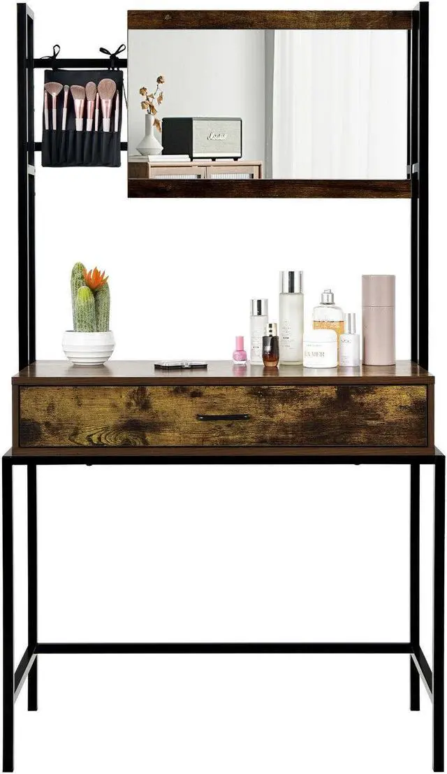Alt view image 7 of 7 - SlickBlue Industrial Vanity Table with 3-Height Adjustable Mirror Bag