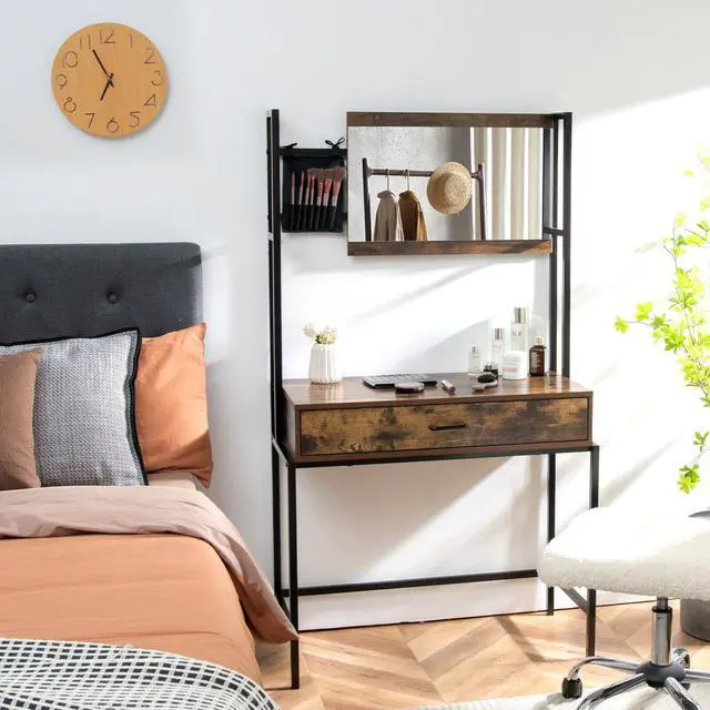 Alt view image 6 of 7 - SlickBlue Industrial Vanity Table with 3-Height Adjustable Mirror Bag