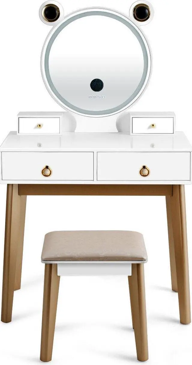 Alt view image 7 of 7 - SlickBlue Vanity Set with 3-Color Lighted Touch Screen Dimming Mirror and 4 Drawers