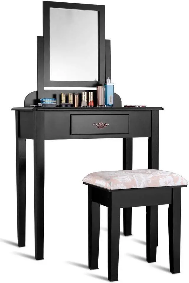 Alt view image 6 of 7 - SlickBlue Vanity Dressing Table Stool Set with Large Makeup Mirror