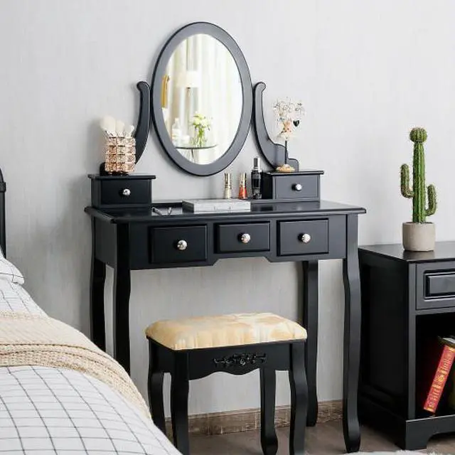 Alt view image 3 of 3 - SlickBlue Vanity Make Up Table Set Dressing Table Set with 5 Drawers