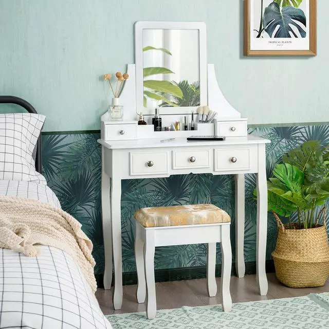 Alt view image 3 of 7 - SlickBlue 5 Drawers Removable Box Makeup Dressing Vanity Set