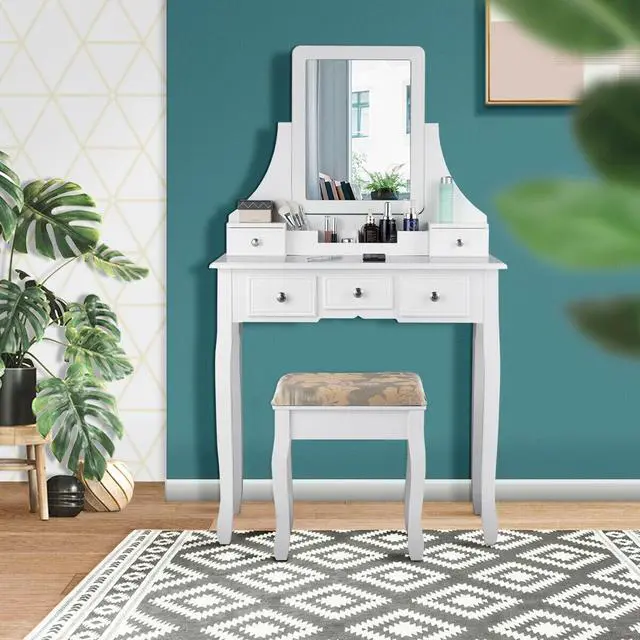 Alt view image 4 of 7 - SlickBlue 5 Drawers Removable Box Makeup Dressing Vanity Set