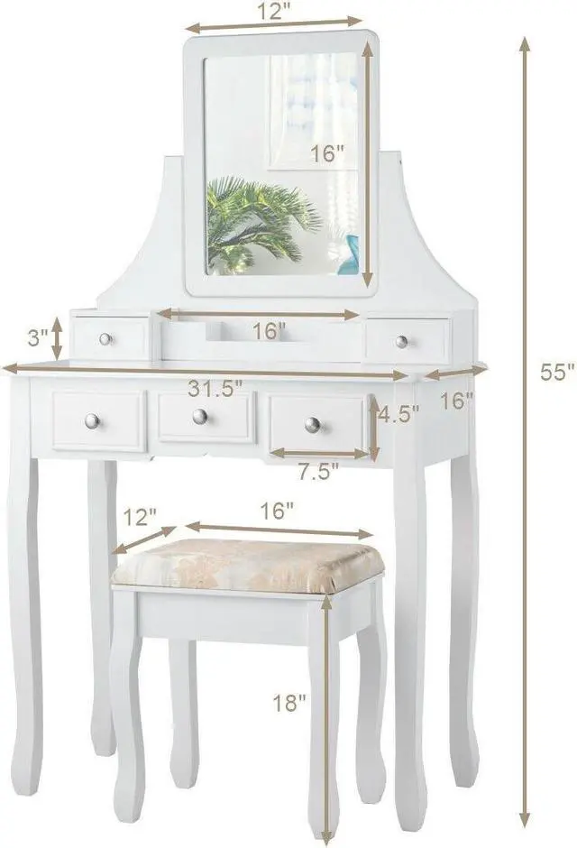 Alt view image 5 of 7 - SlickBlue 5 Drawers Removable Box Makeup Dressing Vanity Set