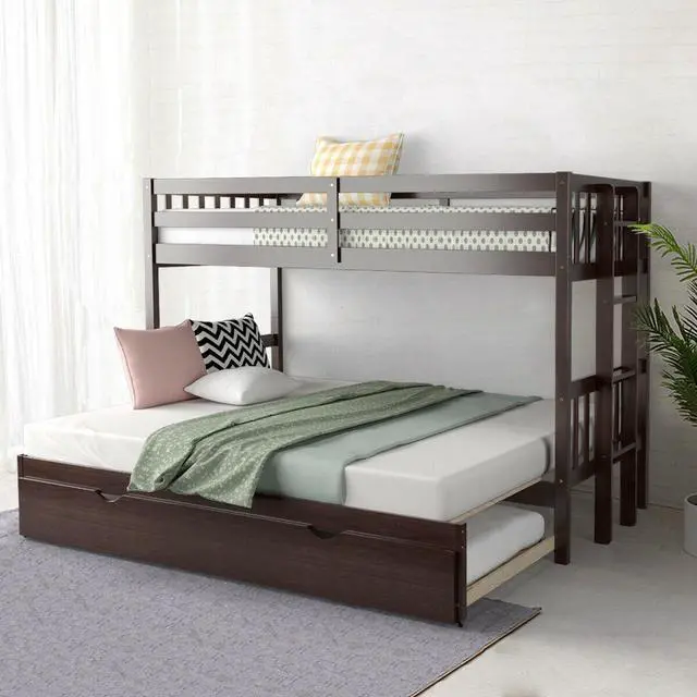 Alt view image 6 of 7 - SlickBlue Twin Pull-Out Bunk Bed with Trundle Wooden Ladder