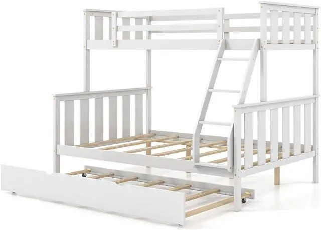 Alt view image 4 of 7 - SlickBlue 3-in-1 Twin Over Full Bunk Bed with Trundle and Ladder