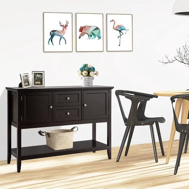 Alt view image 4 of 7 - SlickBlue Wooden Sideboard Buffet Console Table  with Drawers and Storage