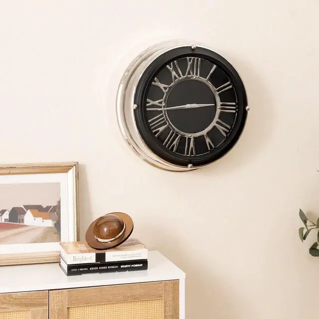Alt view image 4 of 7 - SlickBlue 13.5 Inch Silent Wall Clock with Silver Frame