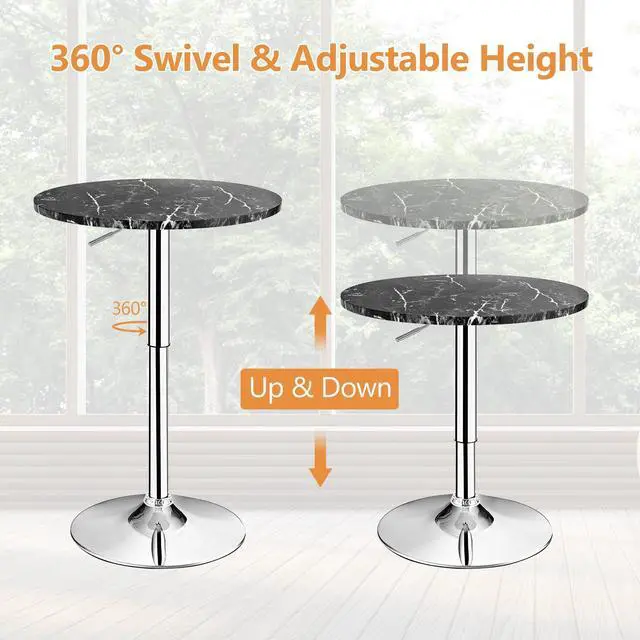 Alt view image 5 of 7 - SlickBlue 360° Swivel Cocktail Pub Table with Sliver Leg and Base