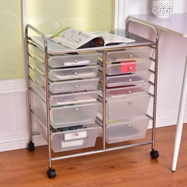 Alt view image 5 of 7 - SlickBlue 12 Storage Drawer Organizer Bins Rolling Cart