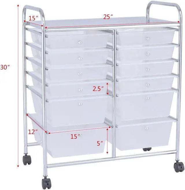 Alt view image 6 of 7 - SlickBlue 12 Storage Drawer Organizer Bins Rolling Cart