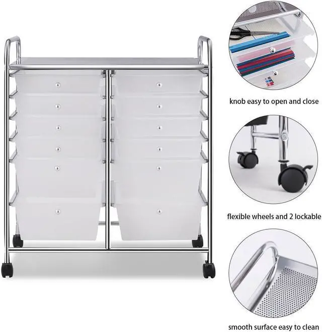 Alt view image 7 of 7 - SlickBlue 12 Storage Drawer Organizer Bins Rolling Cart