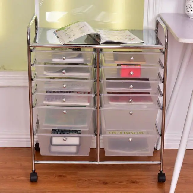 Alt view image 2 of 7 - SlickBlue 12 Storage Drawer Organizer Bins Rolling Cart