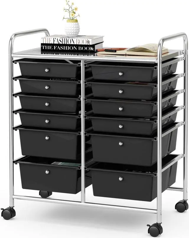 Alt view image 2 of 7 - SlickBlue 12 Drawers Rolling Cart Storage Scrapbook Paper Organizer Bins-Black