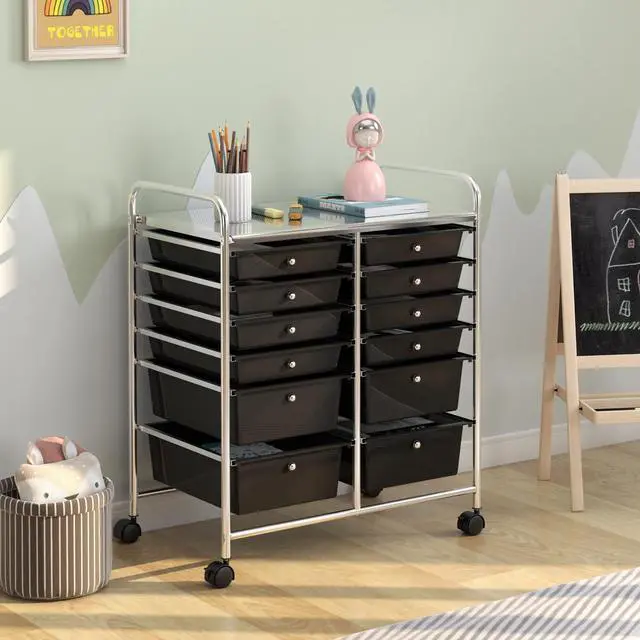 Alt view image 3 of 7 - SlickBlue 12 Drawers Rolling Cart Storage Scrapbook Paper Organizer Bins-Black