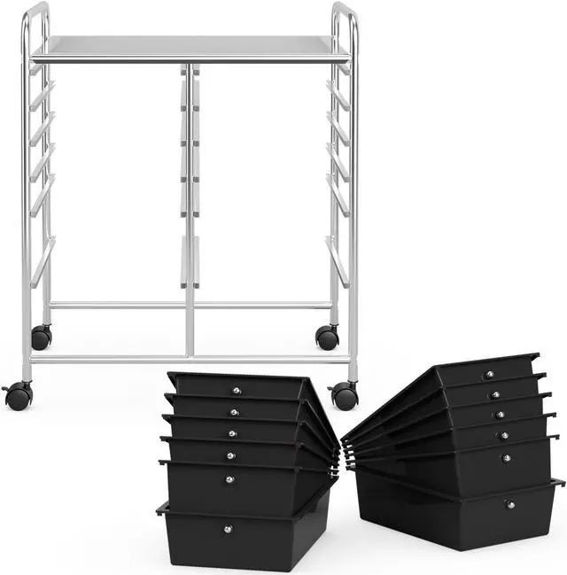 Alt view image 6 of 7 - SlickBlue 12 Drawers Rolling Cart Storage Scrapbook Paper Organizer Bins-Black